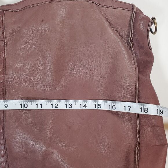 Free People Women’s Large Brown Leather Tote Bag Boho Distressed Weekender - Picture 11 of 15